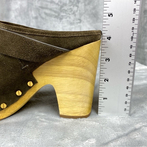 Veronica Beard Dacey Suede Mule Heel Green Size 6.5M - Picture 12 of 12